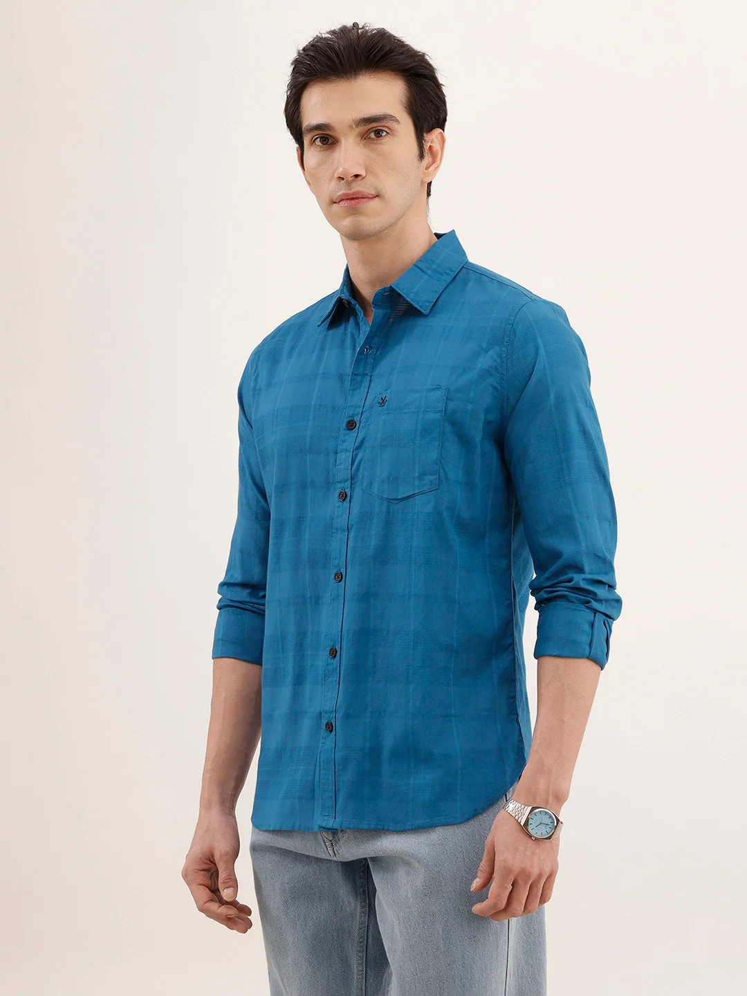 Regular Fit Textured Shirt | Blue - Image 4