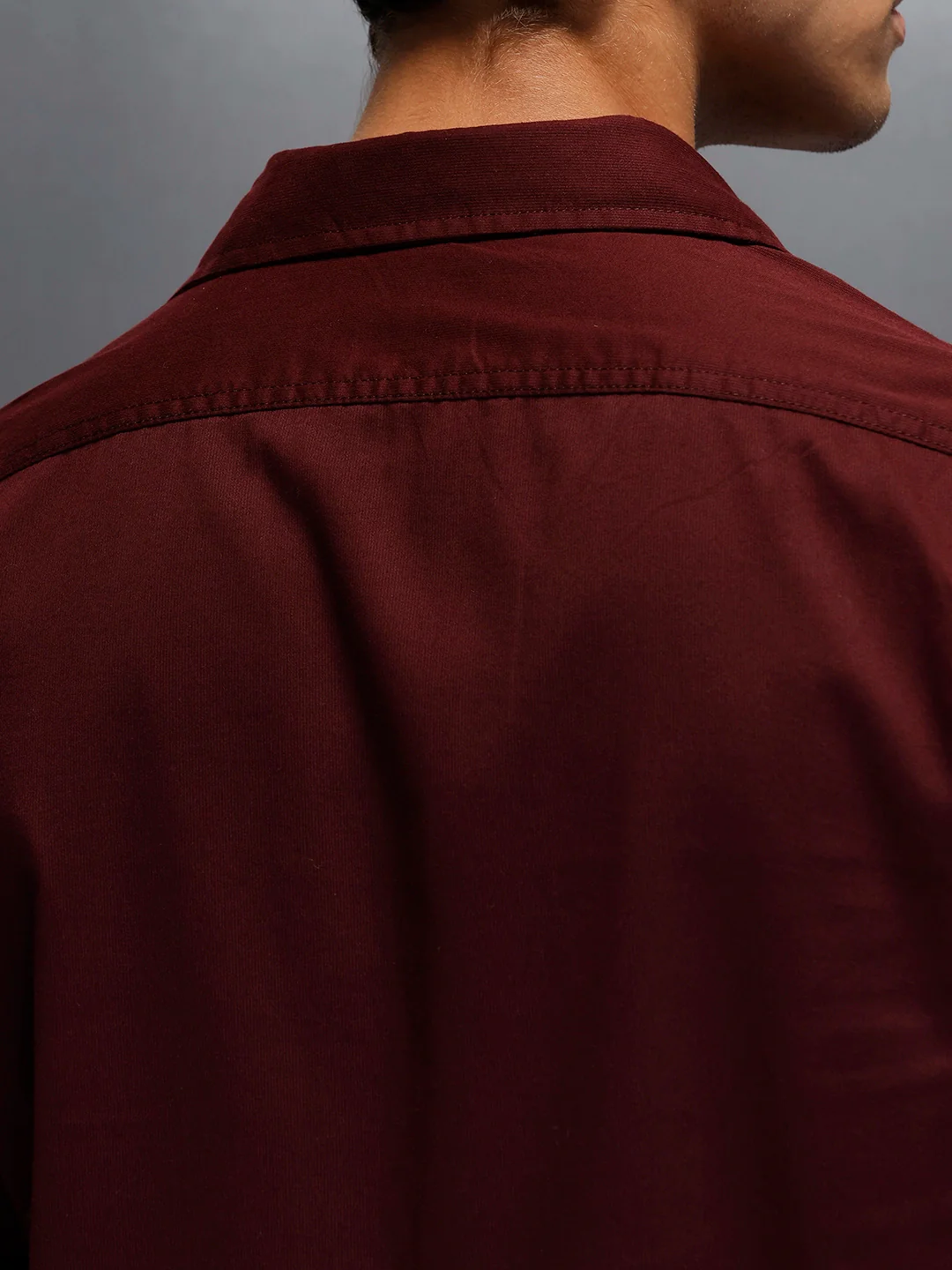 Men's Slim Fit Casual Shirt with Double Pocket  |  Wine - Image 5