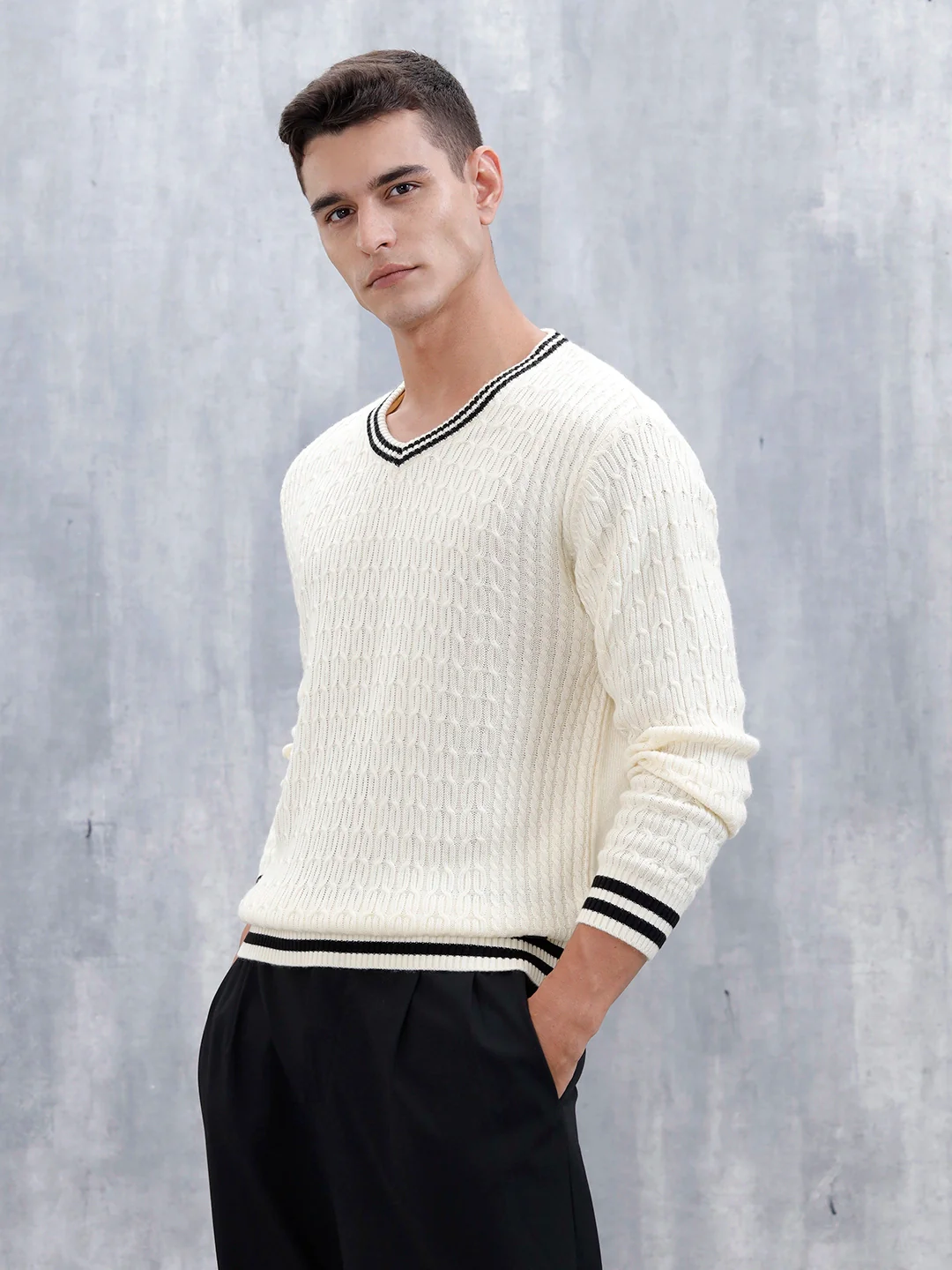 Men's Slim Fit Pullover | White - Image 4