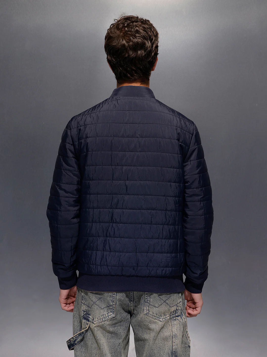 Men's Slim Fit Zip-up Nylon Jacket with Bottom Rib  |  Olive - Image 3