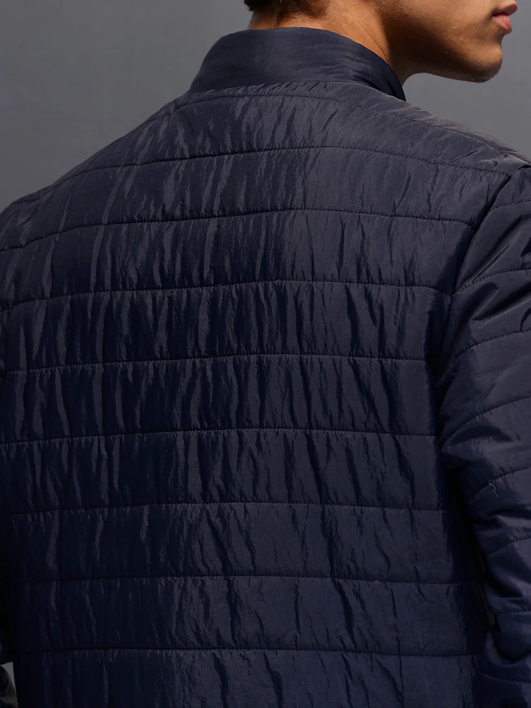 Men's Slim Fit Zip-up Nylon Jacket with Bottom Rib  |  Olive - Image 5