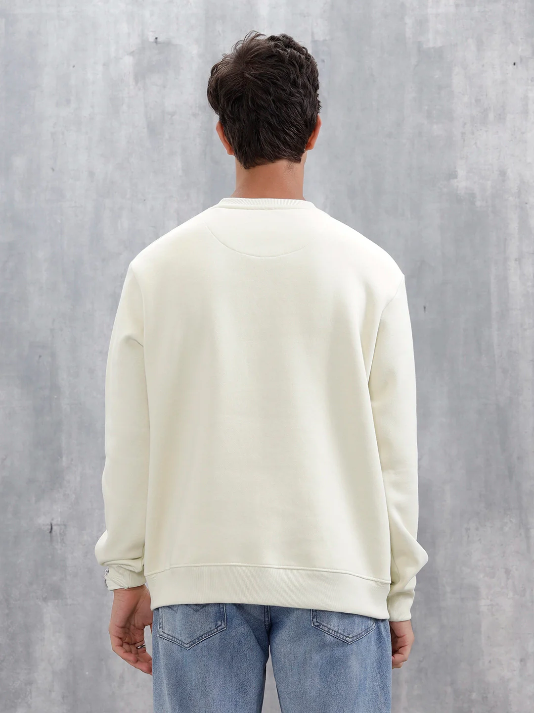 Men's Solid Casual Comfort Fit Sweatshirt | Aloe Wash - Image 10