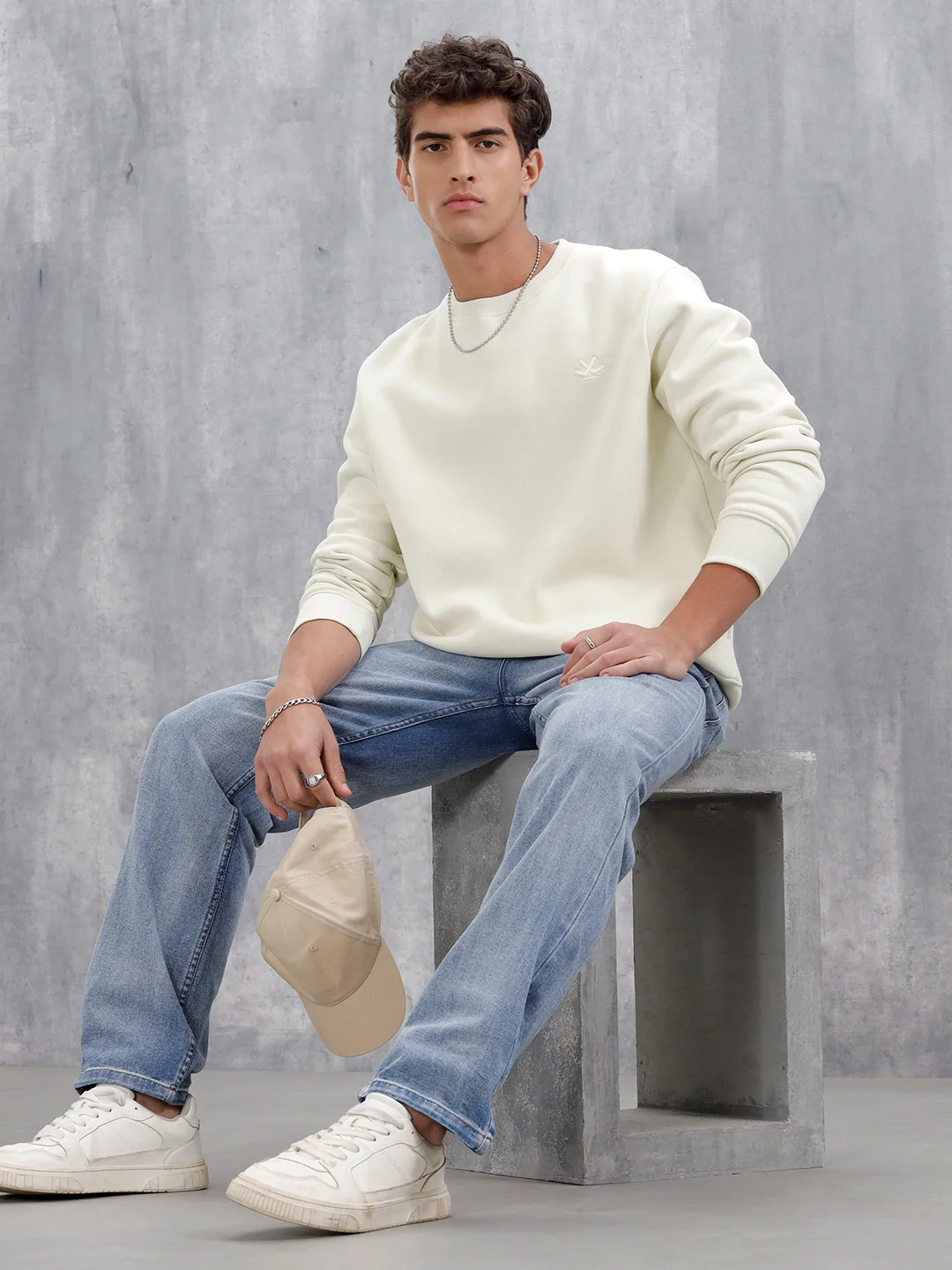 Men's Solid Casual Comfort Fit Sweatshirt | Aloe Wash - Image 9