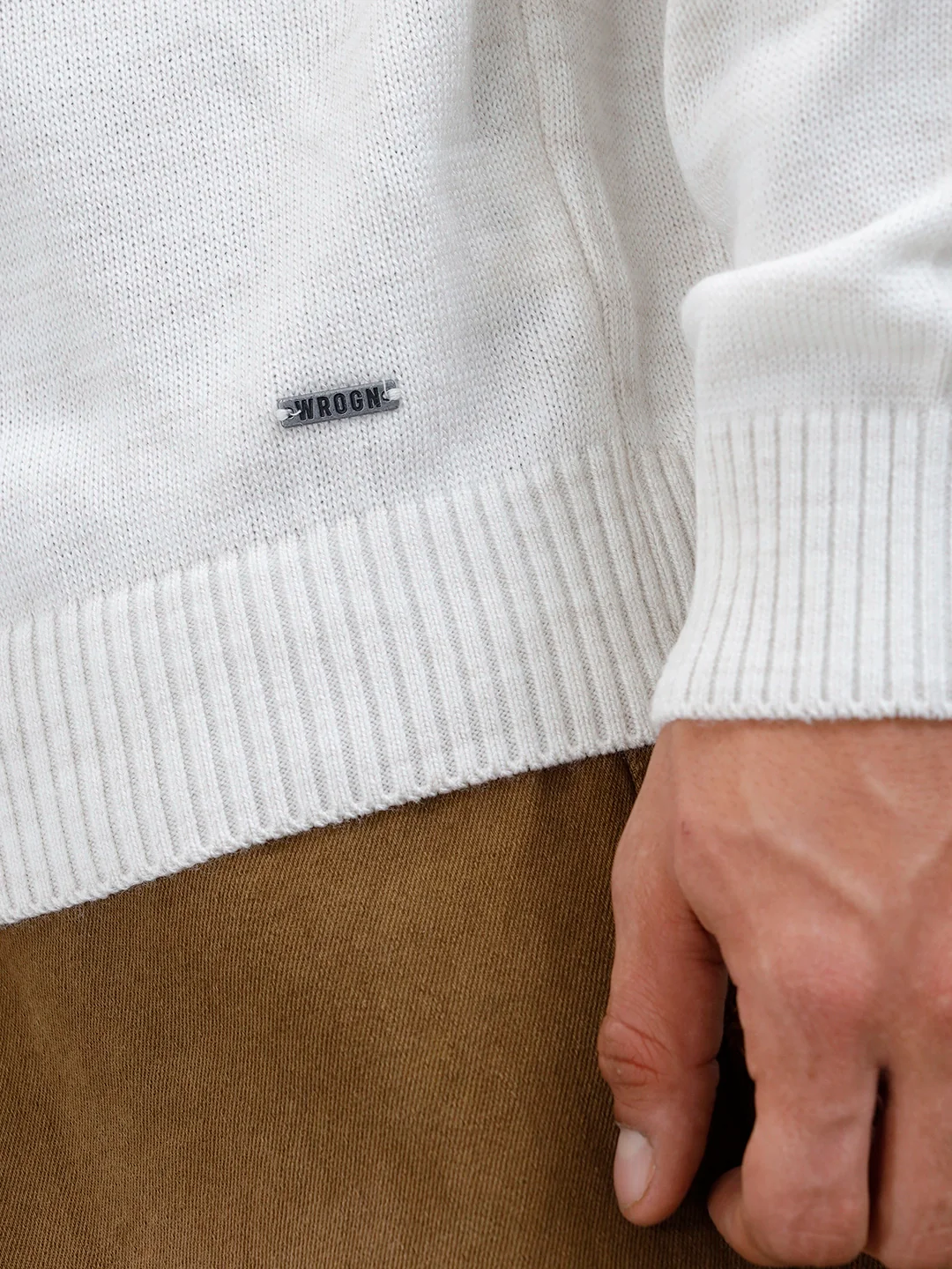 Men's Solid Casual Hoodie Pullover | White - Image 5