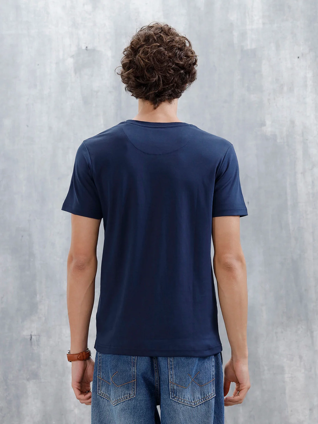 Men's Solid Casual Slim Fit T-Shirt  | Navy Blue - Image 3