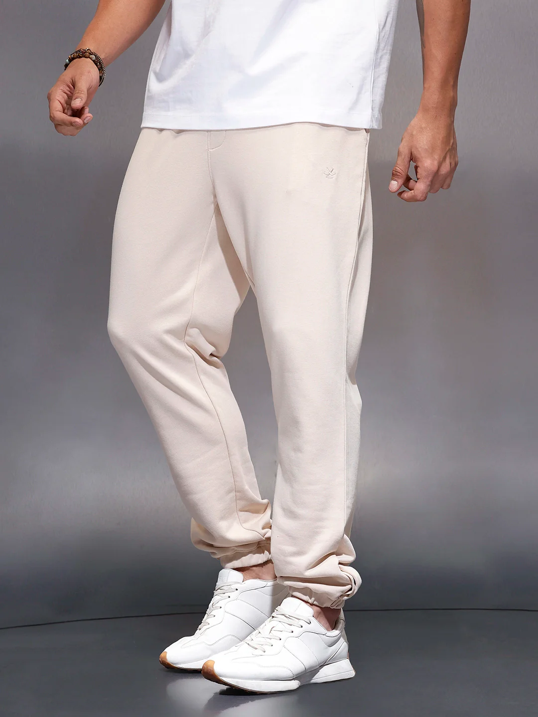 Men's Straight fit Knit Jogger | Beige - Image 3