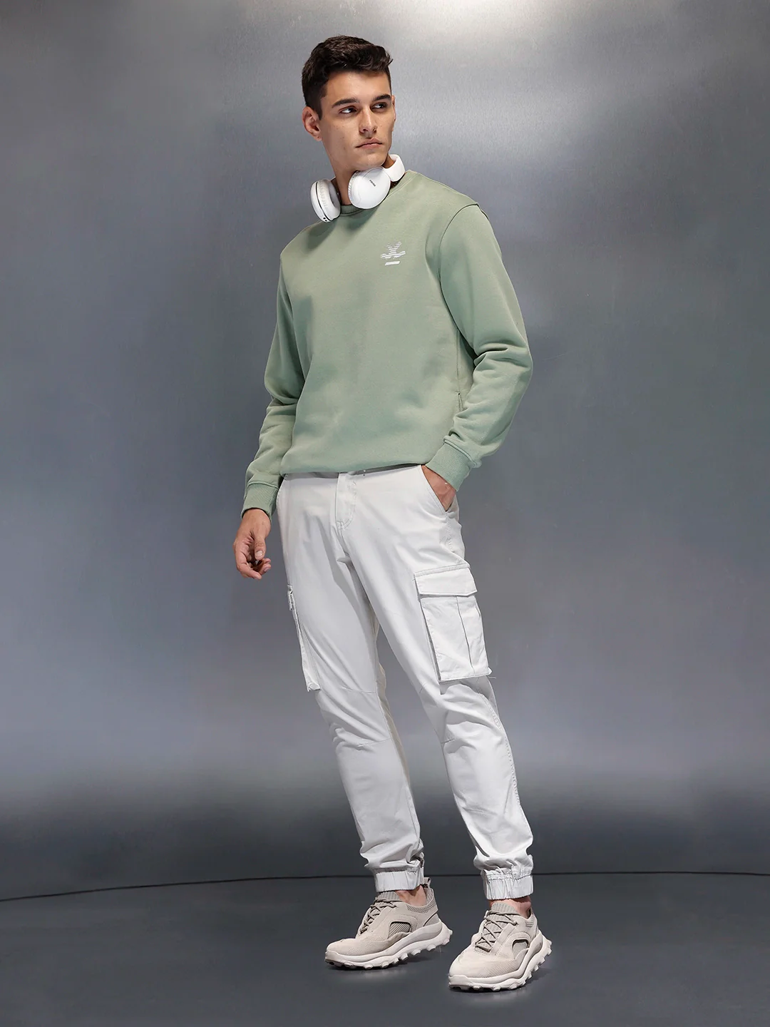 Men's straight fit trouser with cargo pockets | Grey - Image 2
