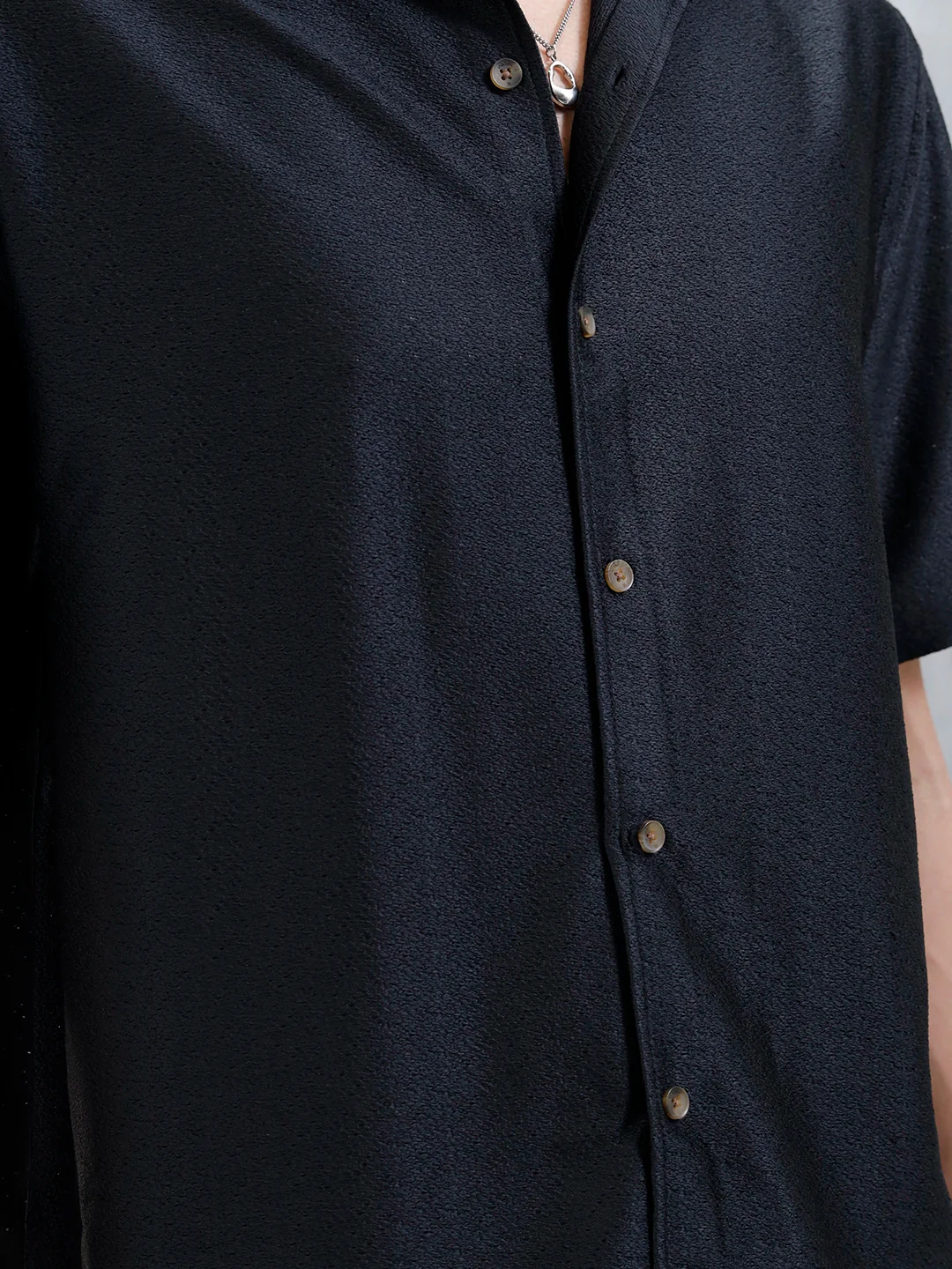 Men's Textured Casual Shirt | Black - Image 5