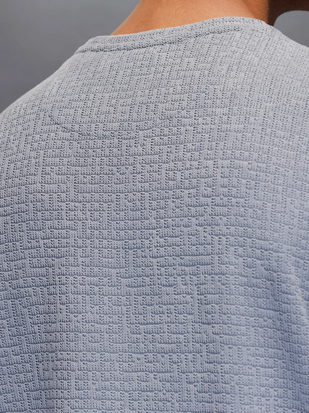 Men's Textured Oversized T-shirt  |  Grey - Image 5