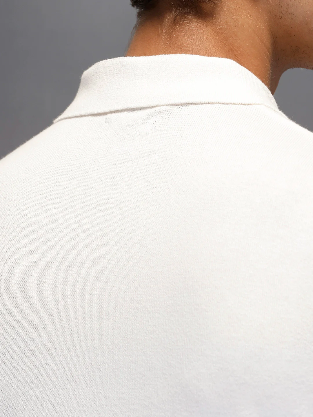Men's Textured Zip- Up Polo T-Shirt  |  White - Image 6
