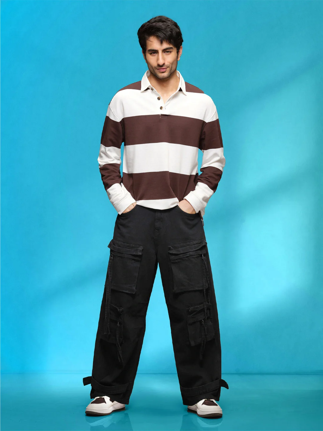Men's Twelve Pocket Baggy Cargo  | Black - Image 2