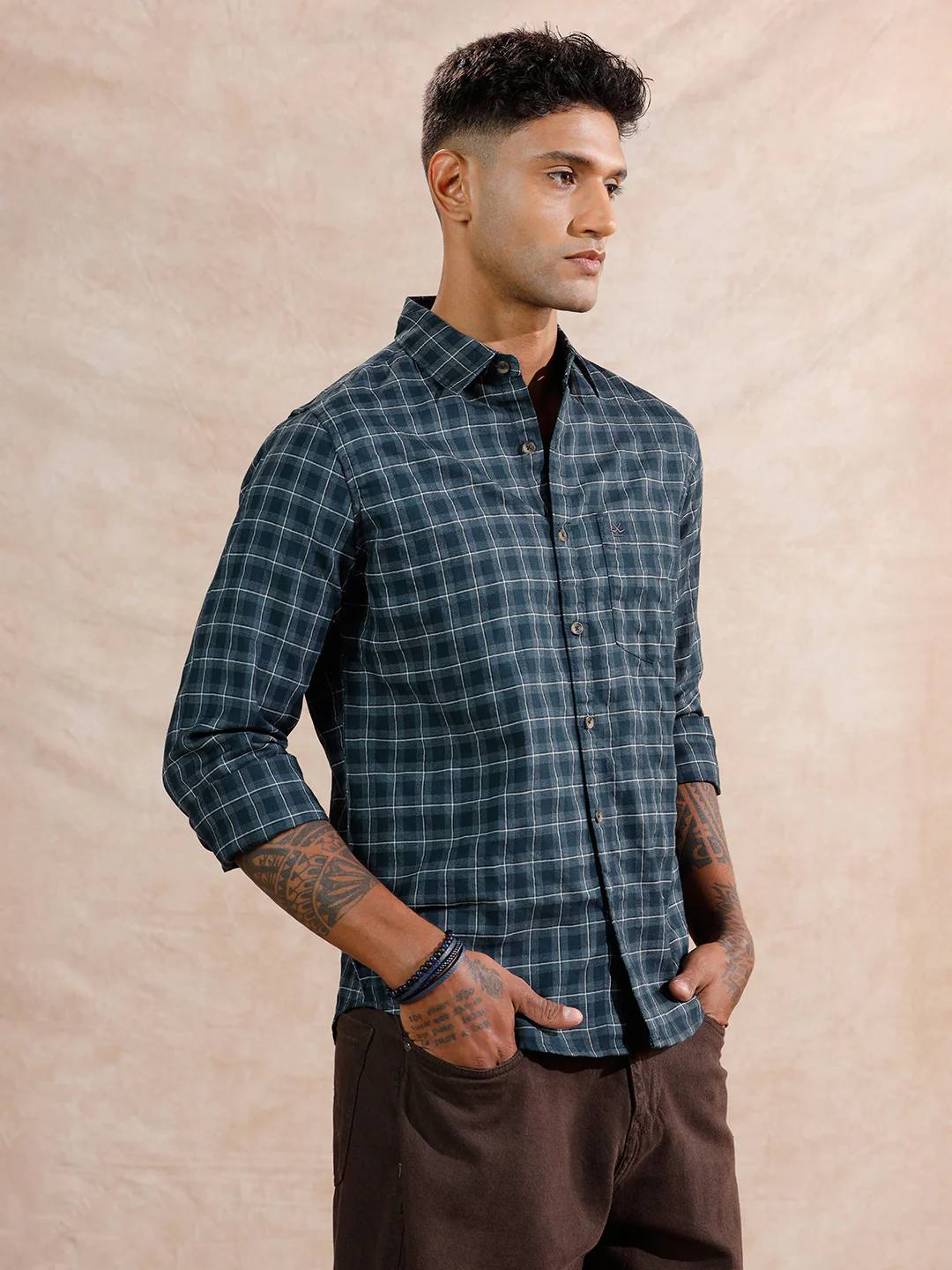 Micro Checks Regular Fit Shirt | Dark Grey - Image 4