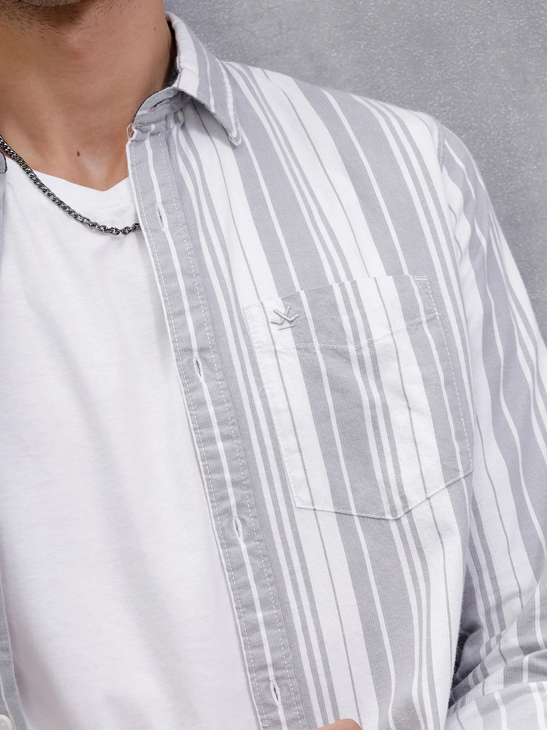 Micro Cord Stripes Shirt | Grey - Image 5