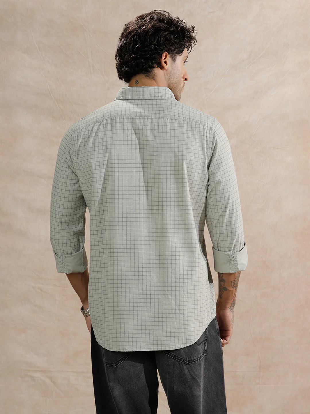 Micro Printed Checked Regular Fit Shirt | Grey - Image 3