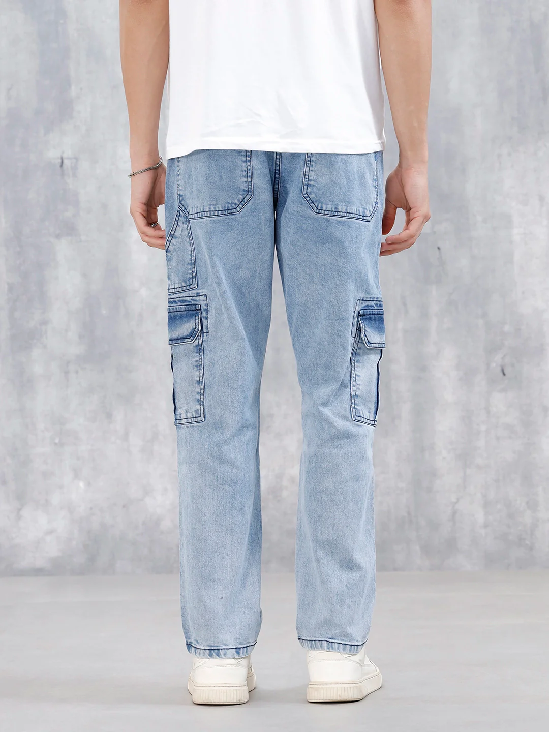 Mid Wash Cargo Fit Jeans | Blue - Image 3