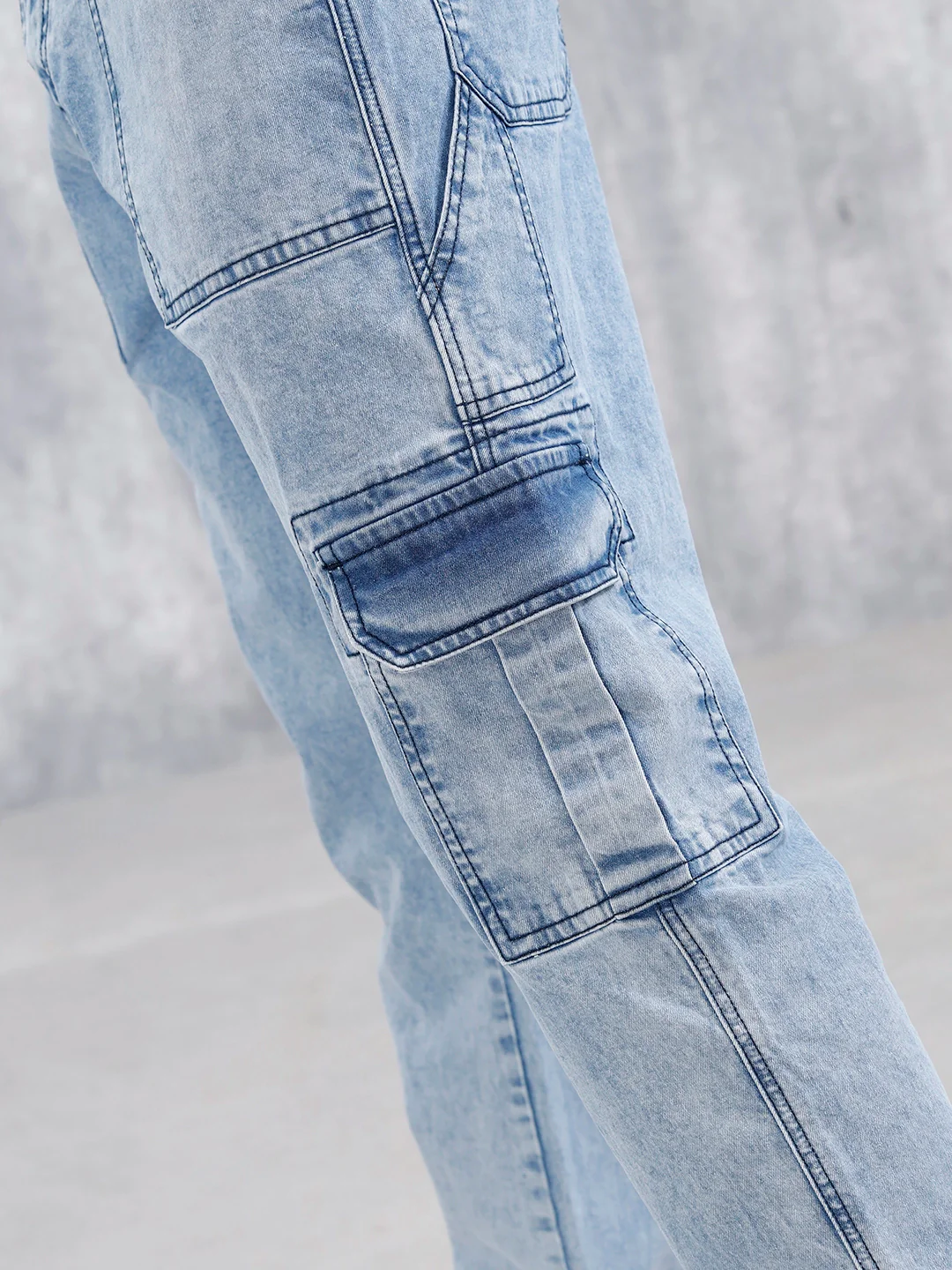 Mid Wash Cargo Fit Jeans | Blue - Image 5