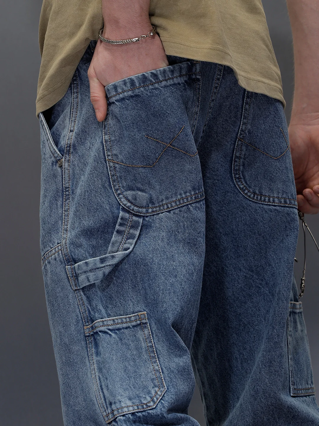 Mid-Wash Indigo Carpenter Fit Jeans | Mid Blue - Image 5