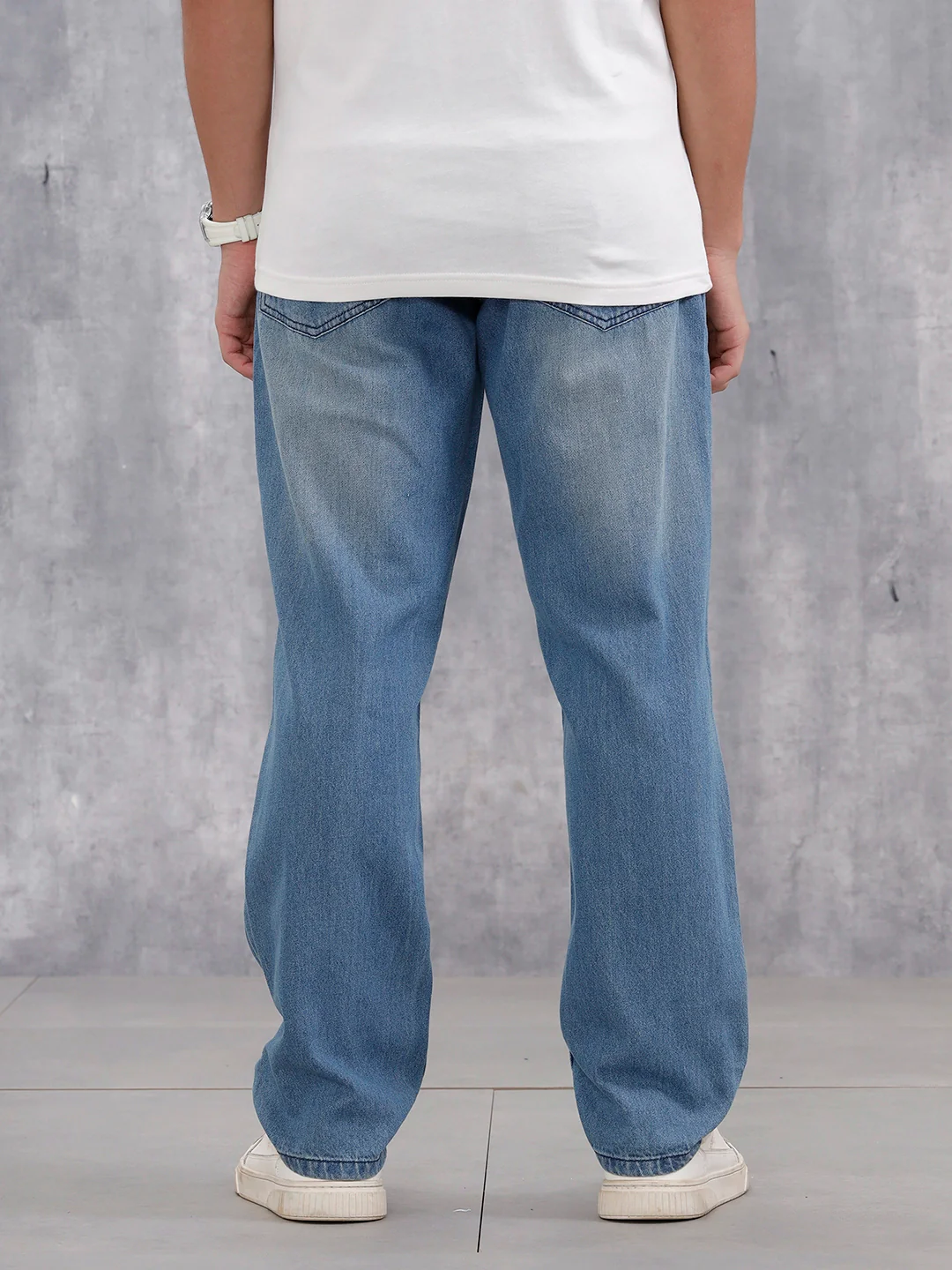 Mid Washed Casual Anti Fit Jeans For Men | Med Stone - Image 3