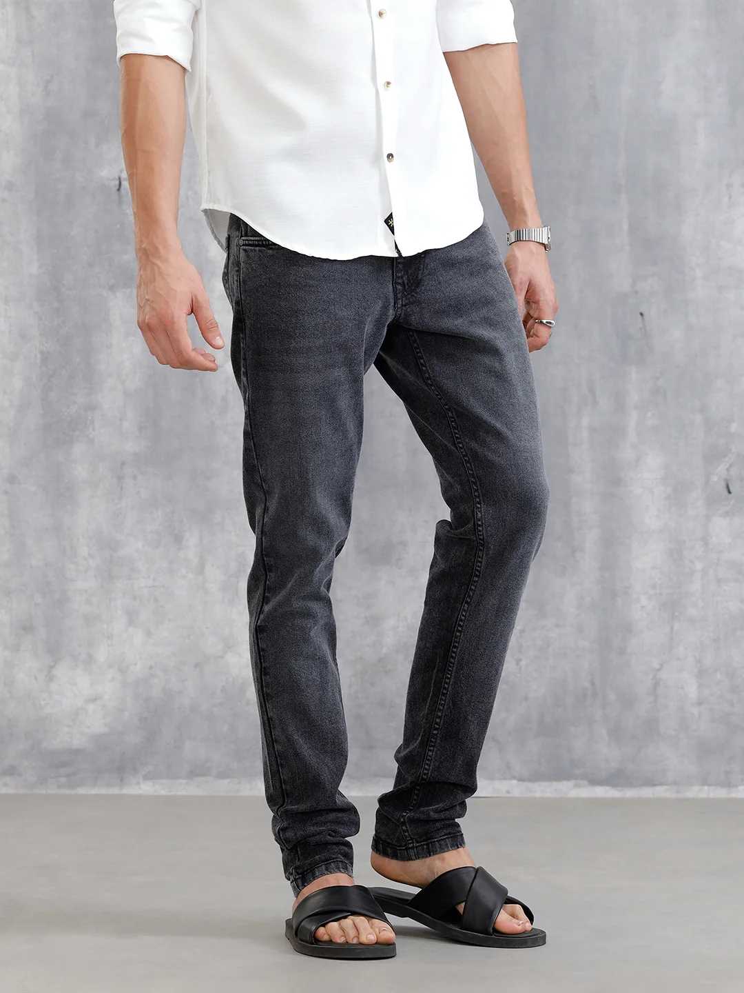Mid Washed Slim Fit Jeans | Grey - Image 4