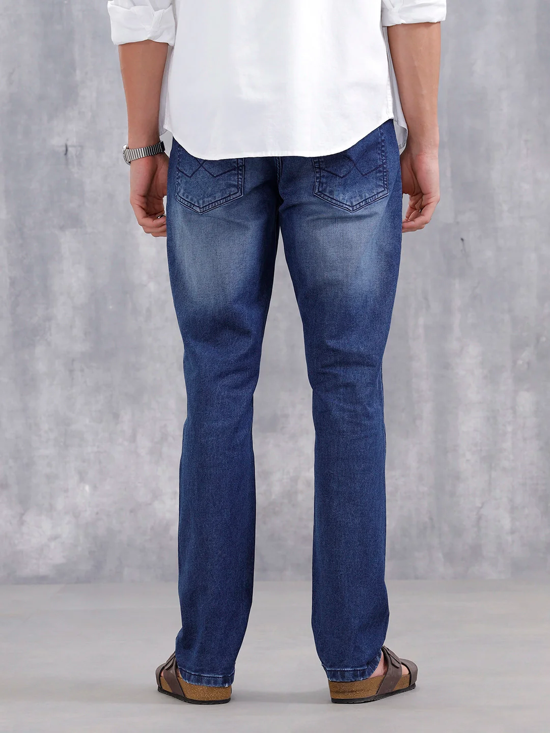 Mild Distressed Straight Fit Jeans | Dark Stone - Image 3