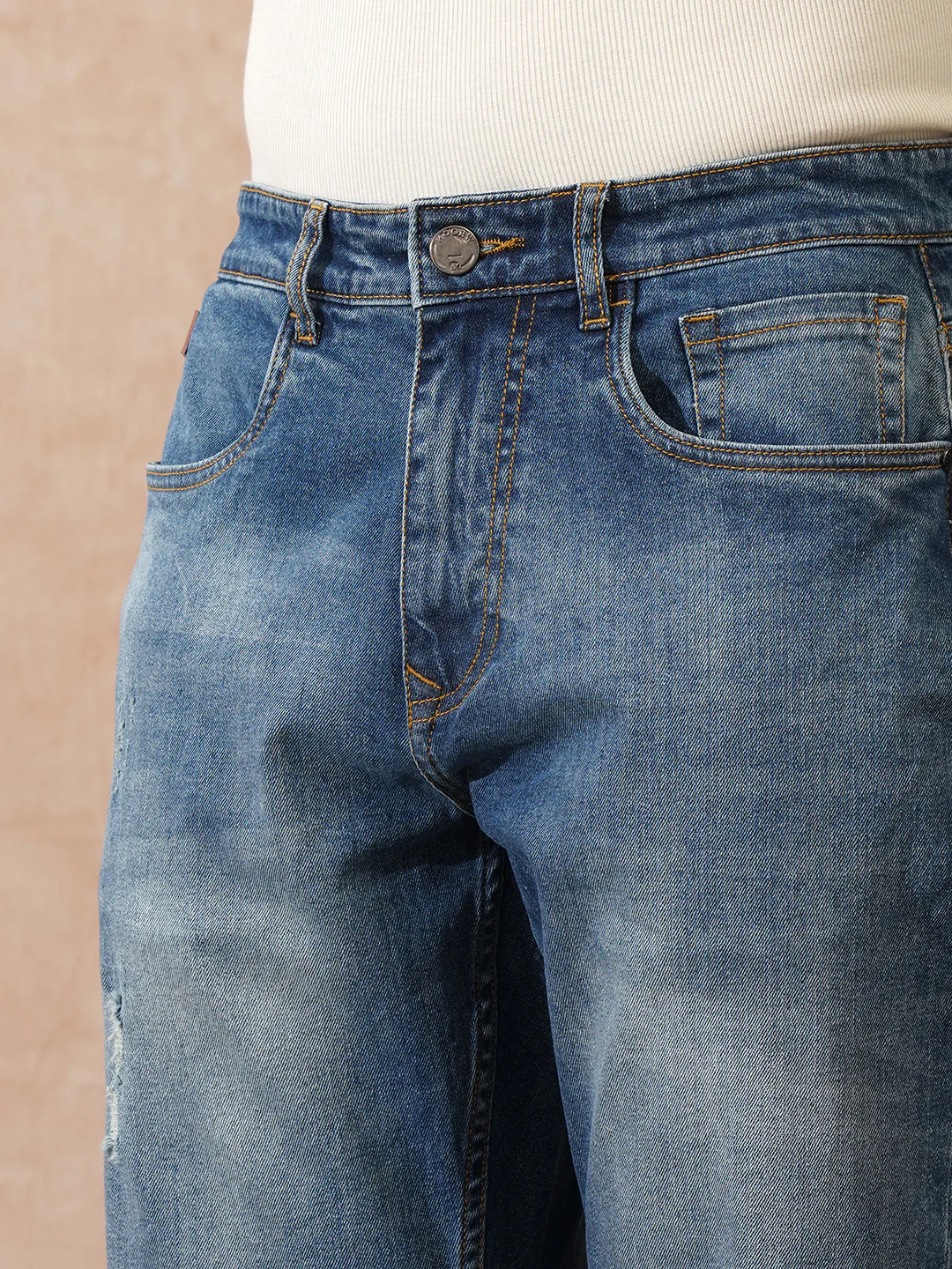 Mildly Distressed Anti Fit Jeans | Blue - Image 6
