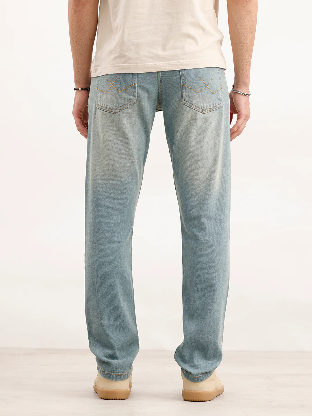 Faded Slim Fit Distressed Denim Jeans | Light Blue - Image 3