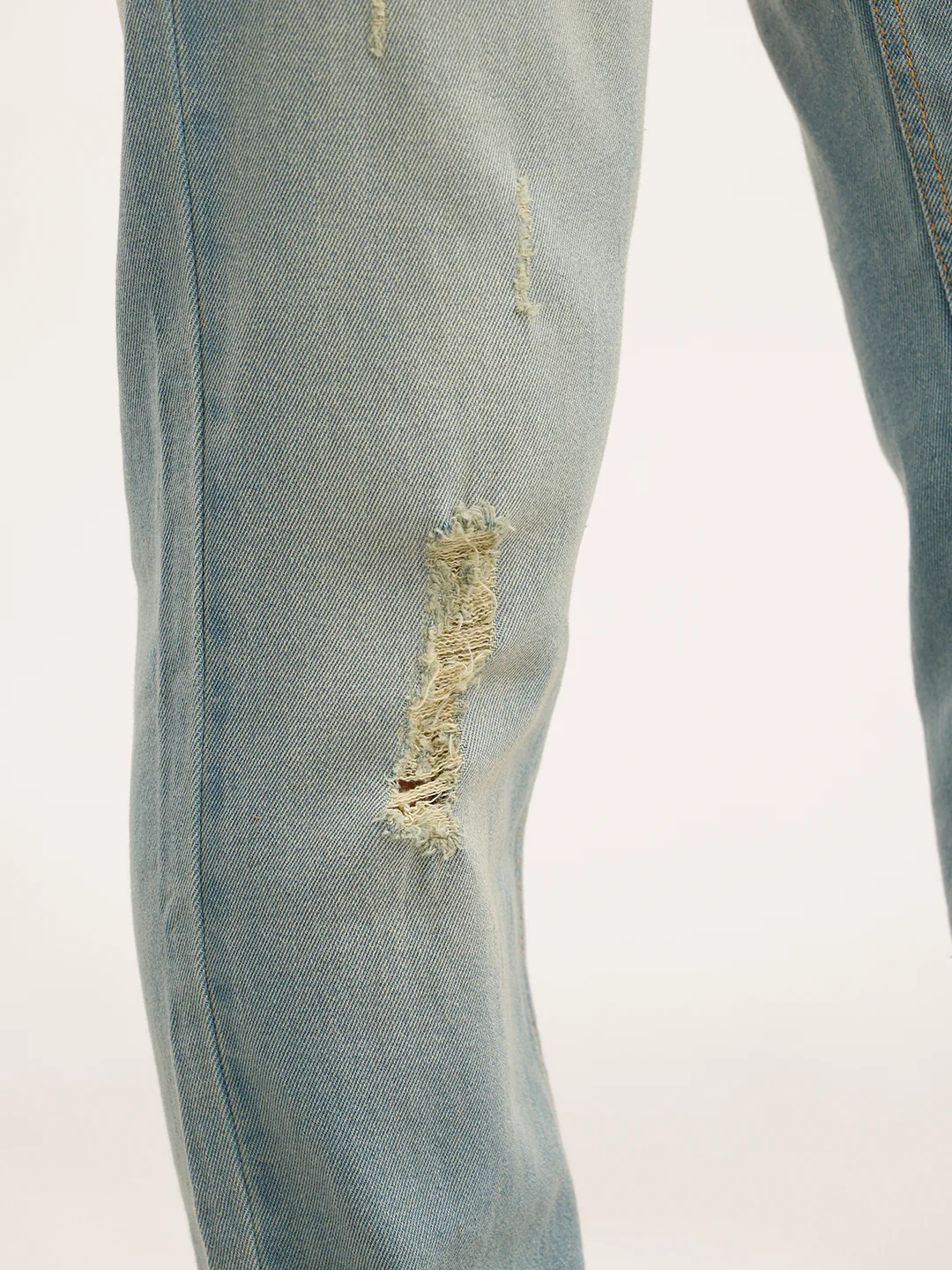 Faded Slim Fit Distressed Denim Jeans | Light Blue - Image 6