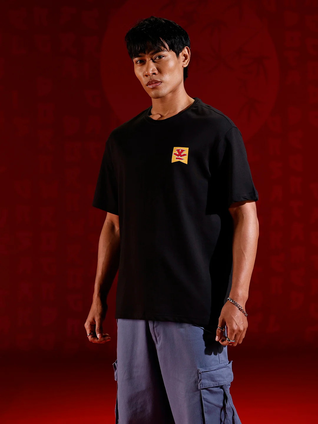 Minimal Chest Print Oversize Tshirt | Black - Image 5