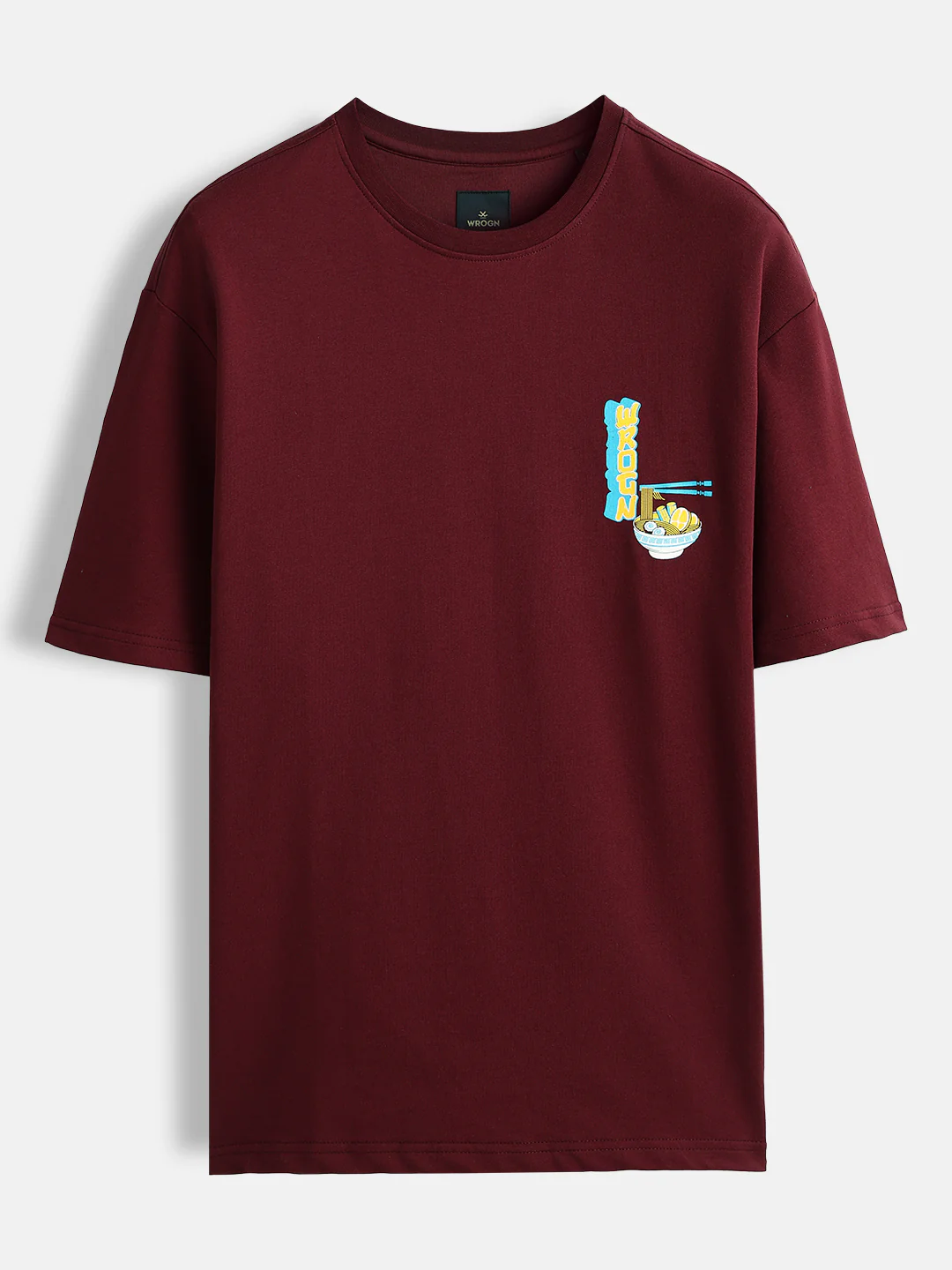 Minimal chest print T-shirt | Maroon - Image 9