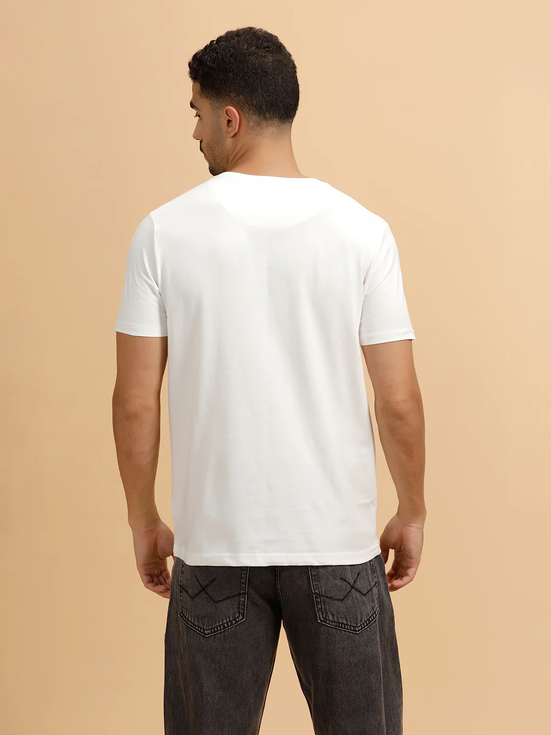 Minimal Cut-Out Logo Slim Fit T-Shirt | White - Image 4