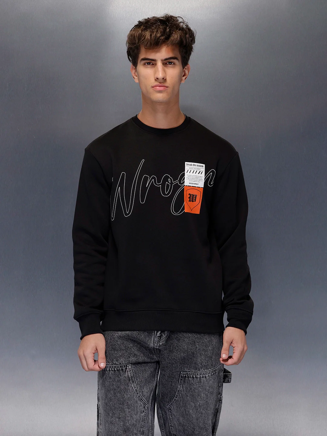Minimal Script & Patch Sweatshirt | Black - Image 5