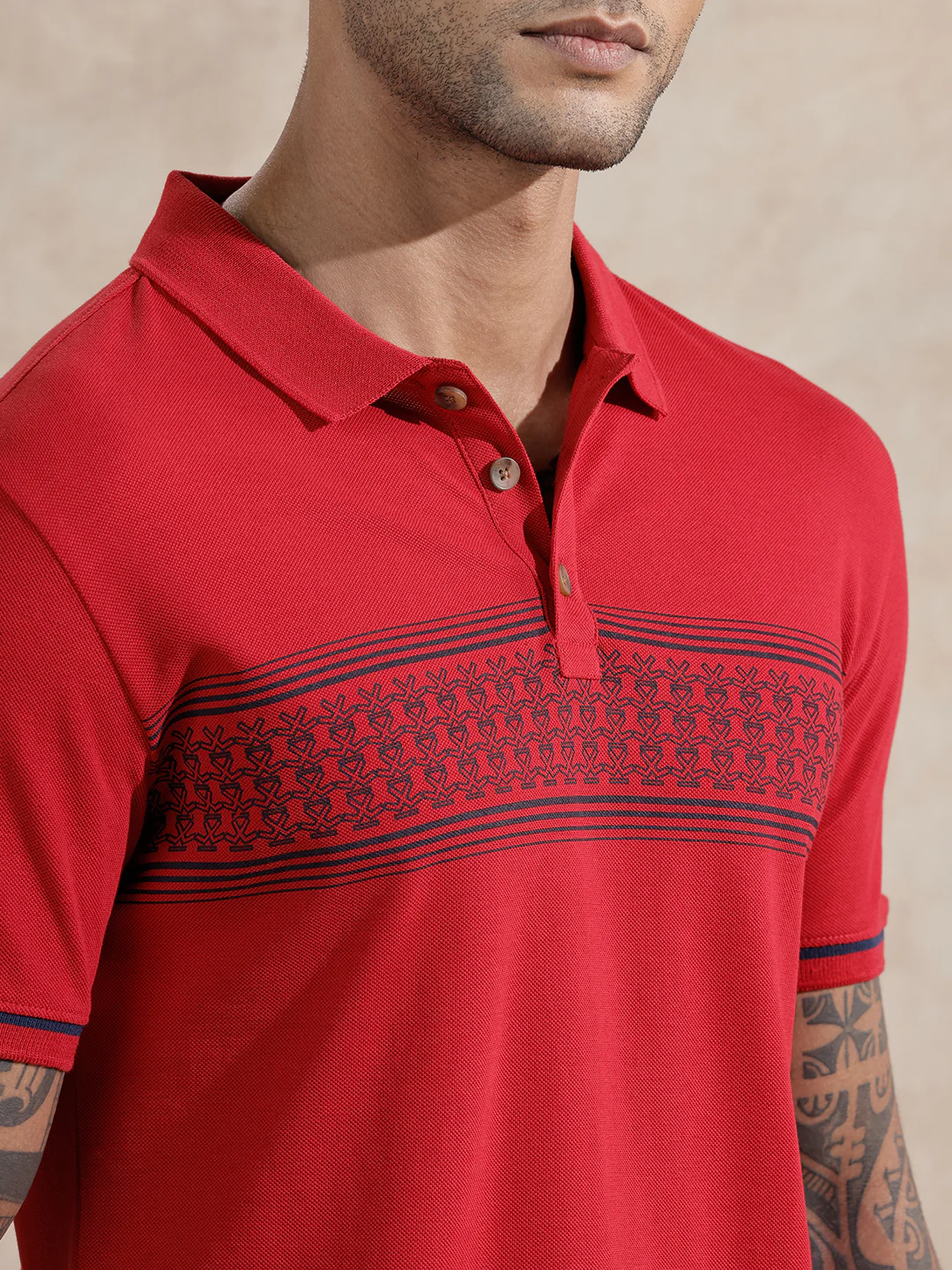 Monogram Logo Striped T-Shirt | Red - Image 5