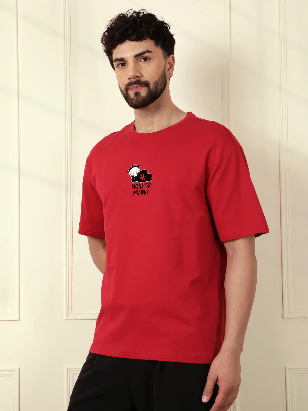 Heavy GSM Printed Monster T-Shirt | Red - Image 4