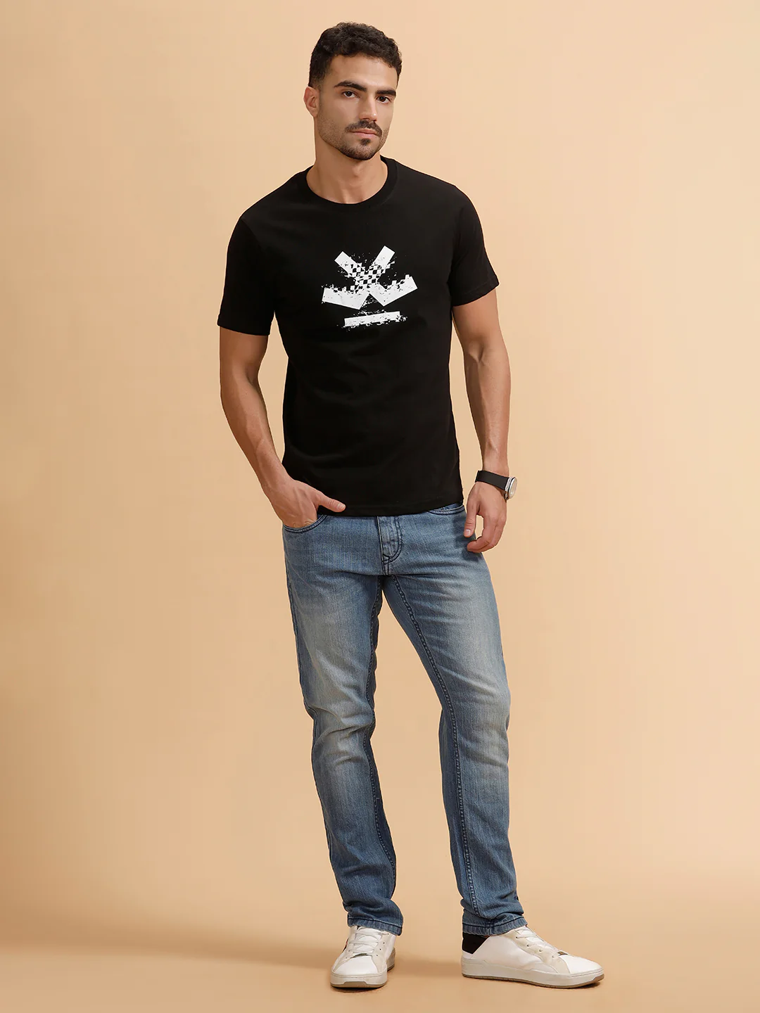 Moto Racer Logo Printed T-Shirt | Black - Image 2