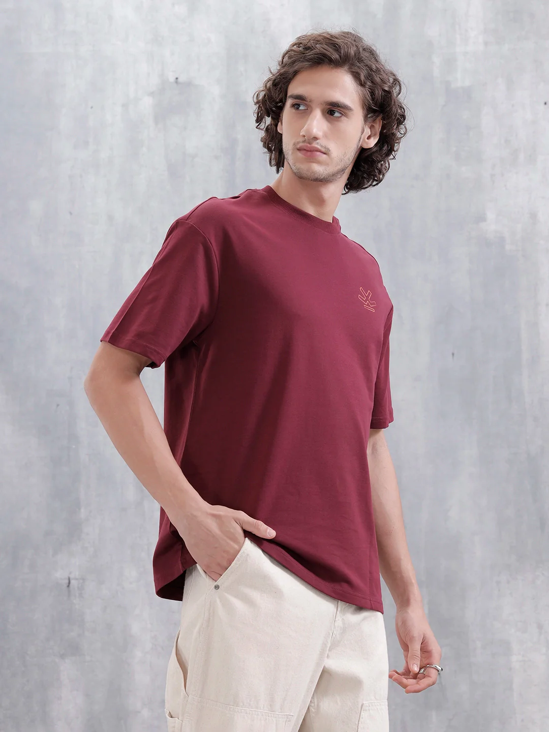 Mythical Faces Oversized Cotton Back Print T-Shirt | Maroon - Image 4