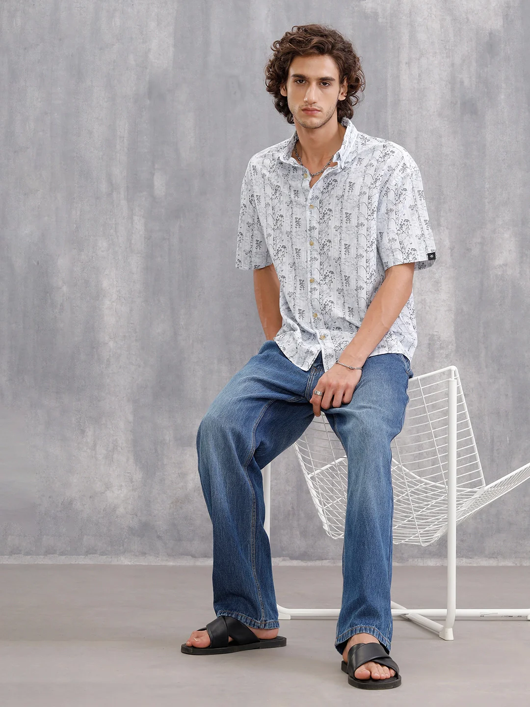 Nature Inspired Tonal Aop In Oversized Fit  |  White - Image 2