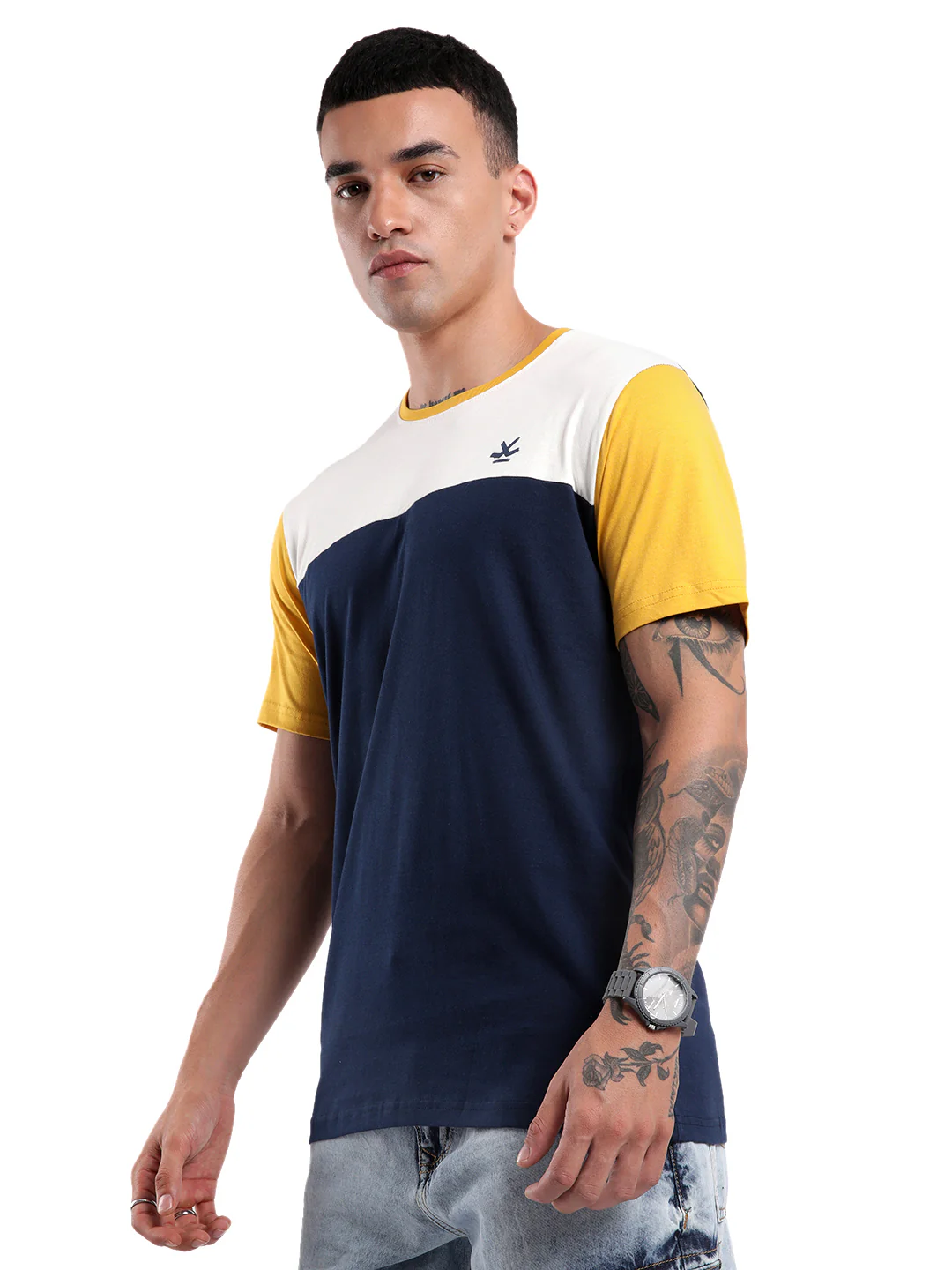 Navy Swerve Colourblocked T-Shirt - Image 4