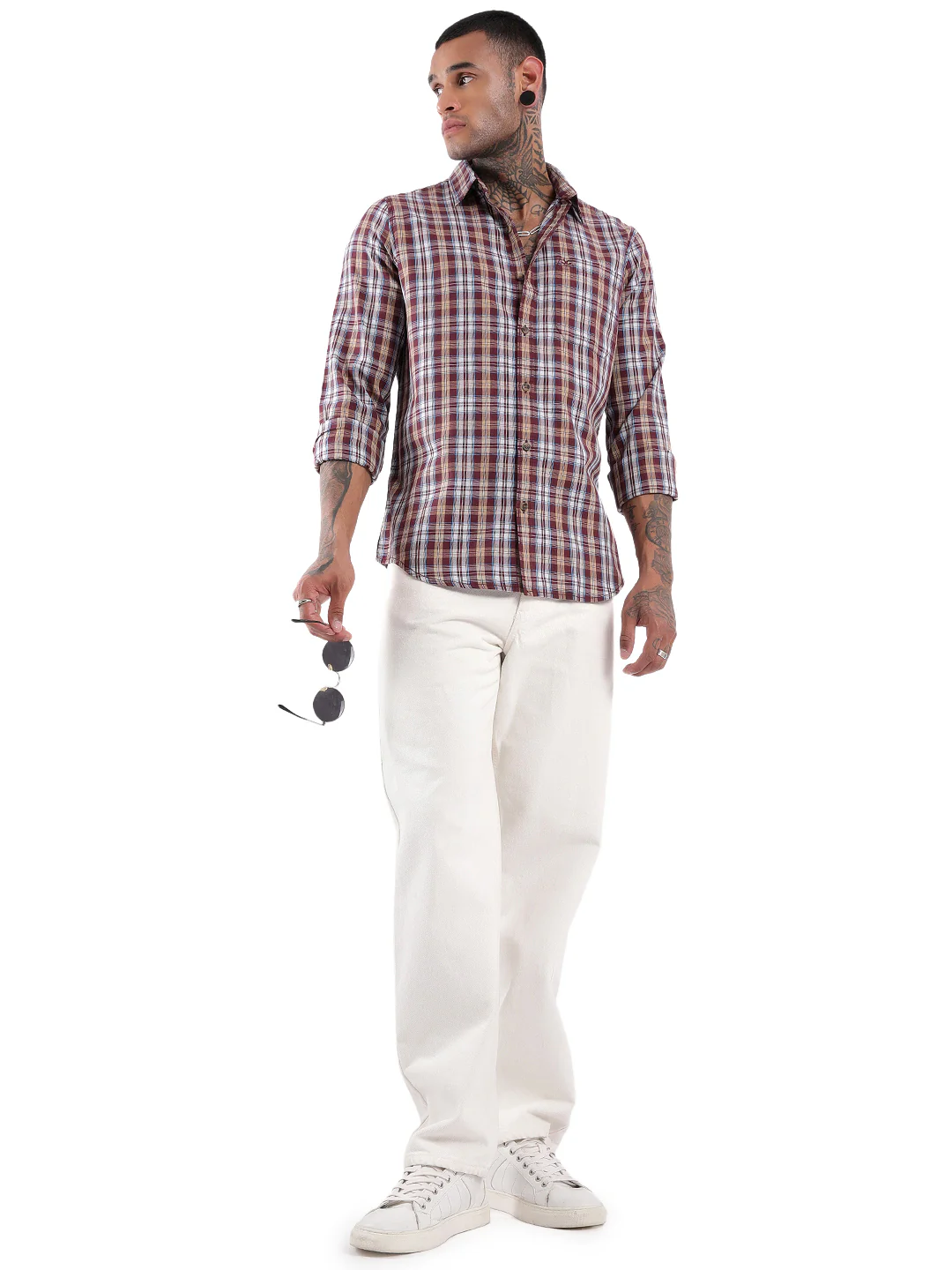 Navy-White Checkered Shirt - Image 2