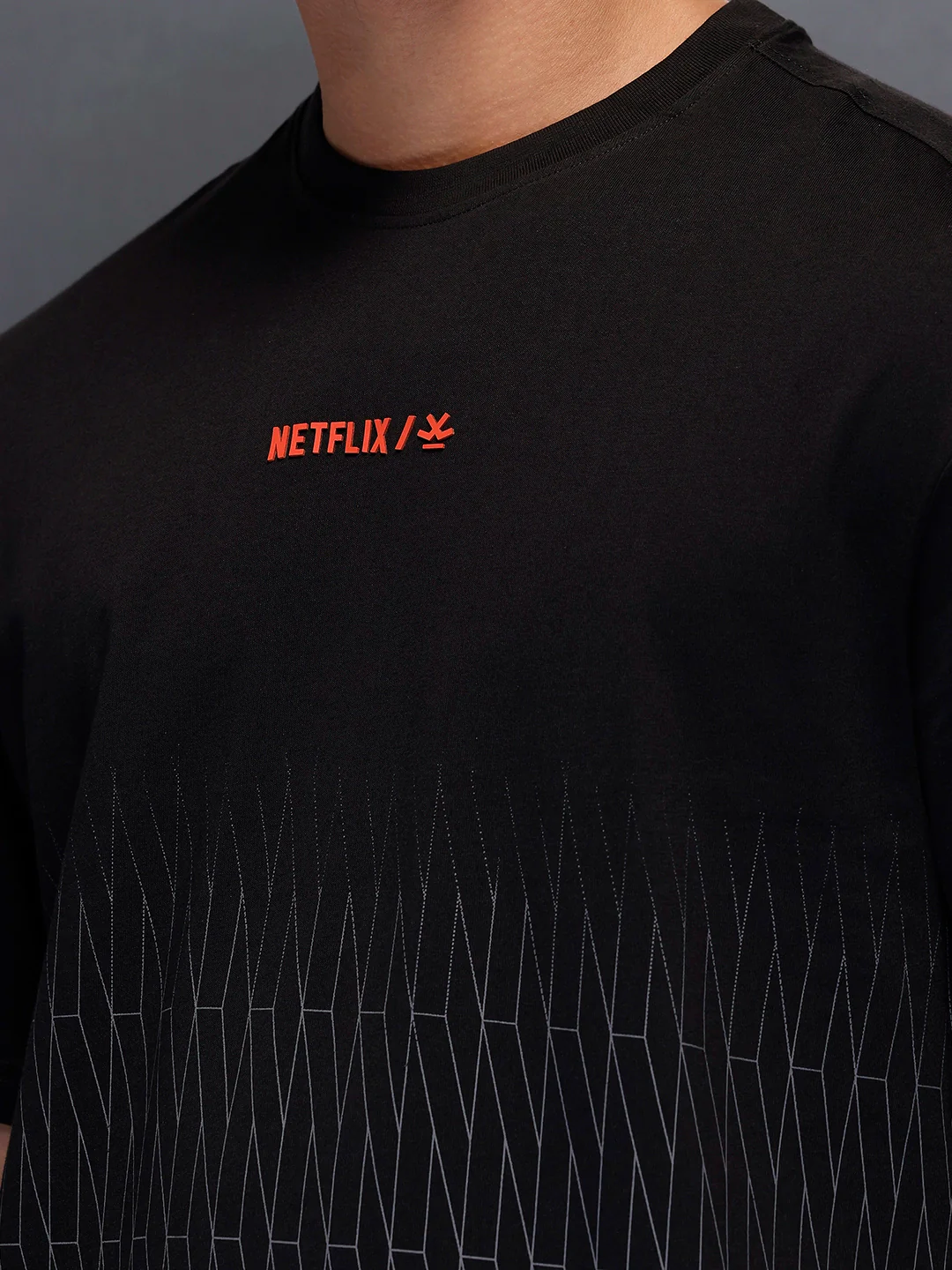 Netflix Placement Printed T-Shirt | Black - Image 5