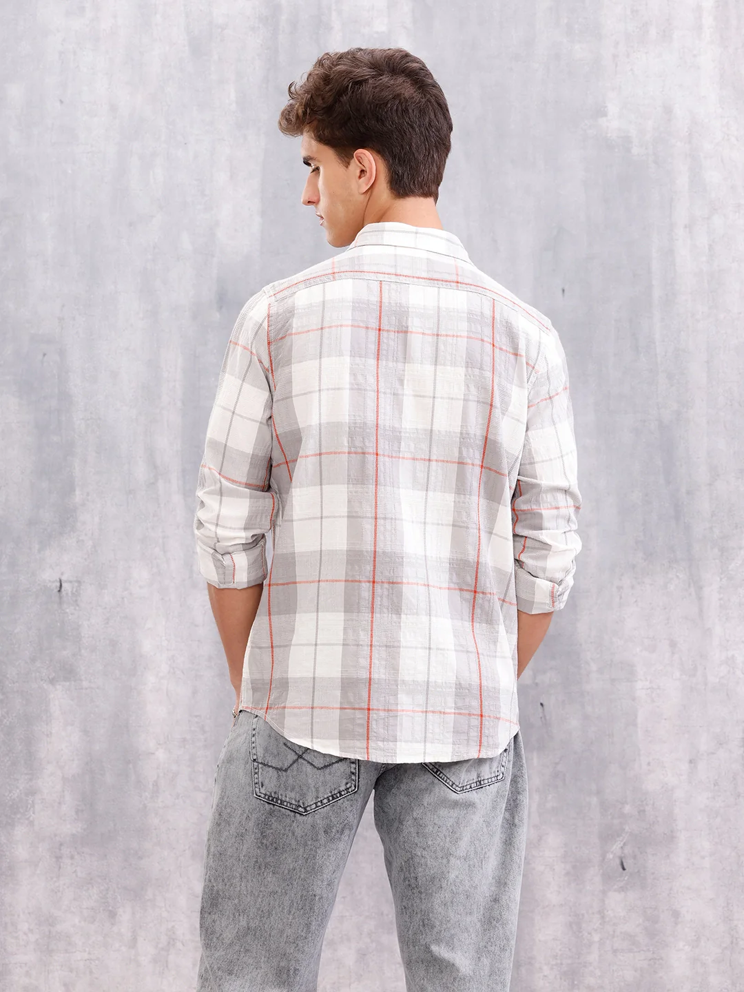 Neutral Check Pattern Casual Shirt – A Refined Everyday Essential | Grey - Image 3