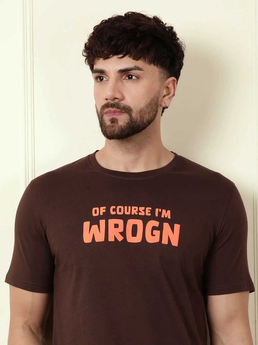 Puff Print Slim Fit T-Shirt | Brown - Image 3