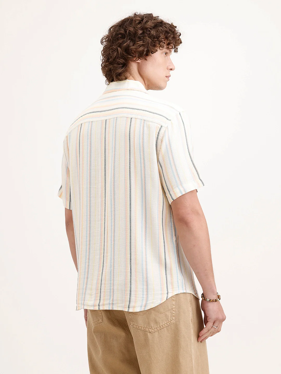 Resort Collar Striped Shirt | Off White - Image 3