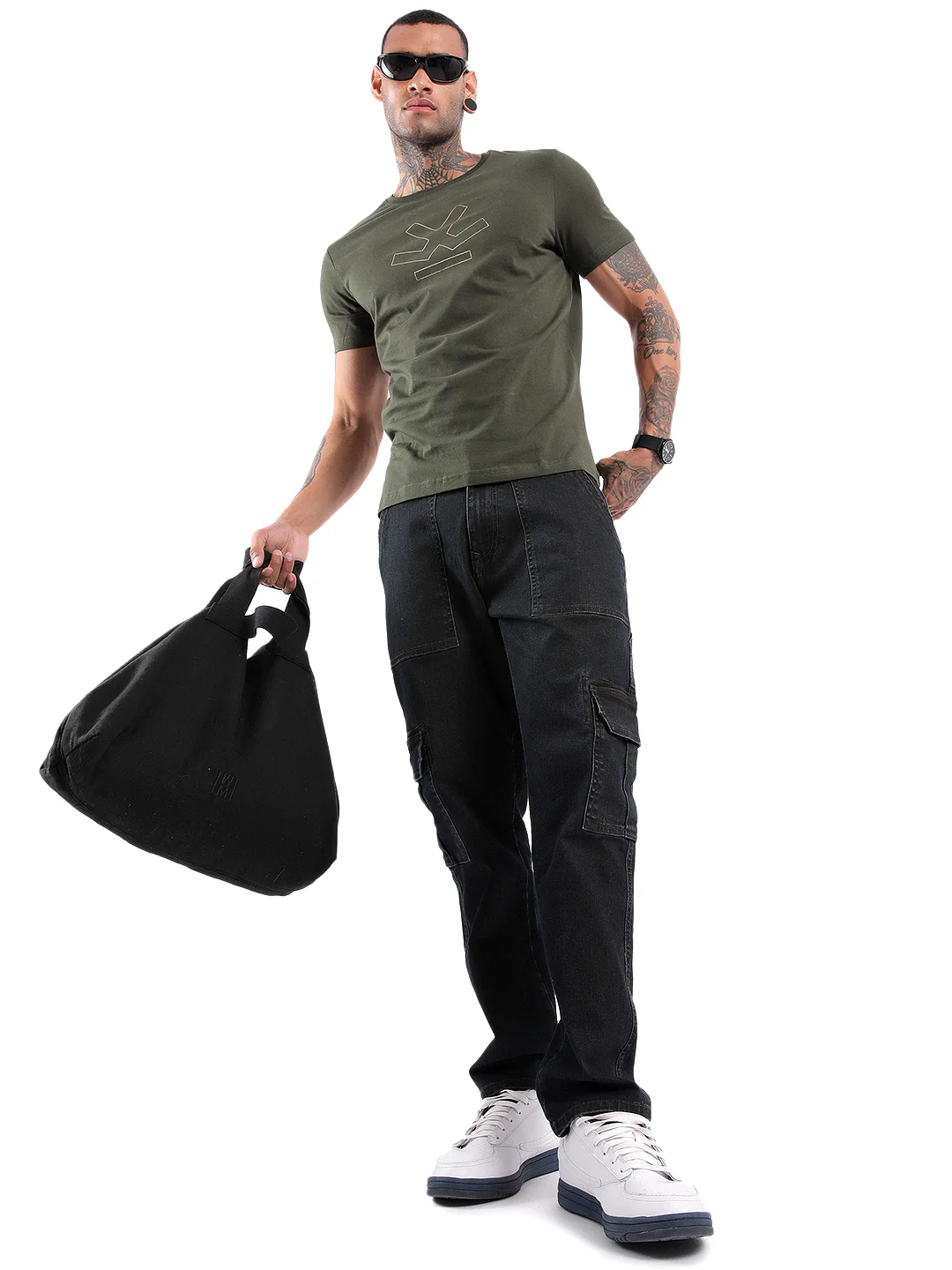 Olive Basic Logo Printed T-Shirt - Image 2