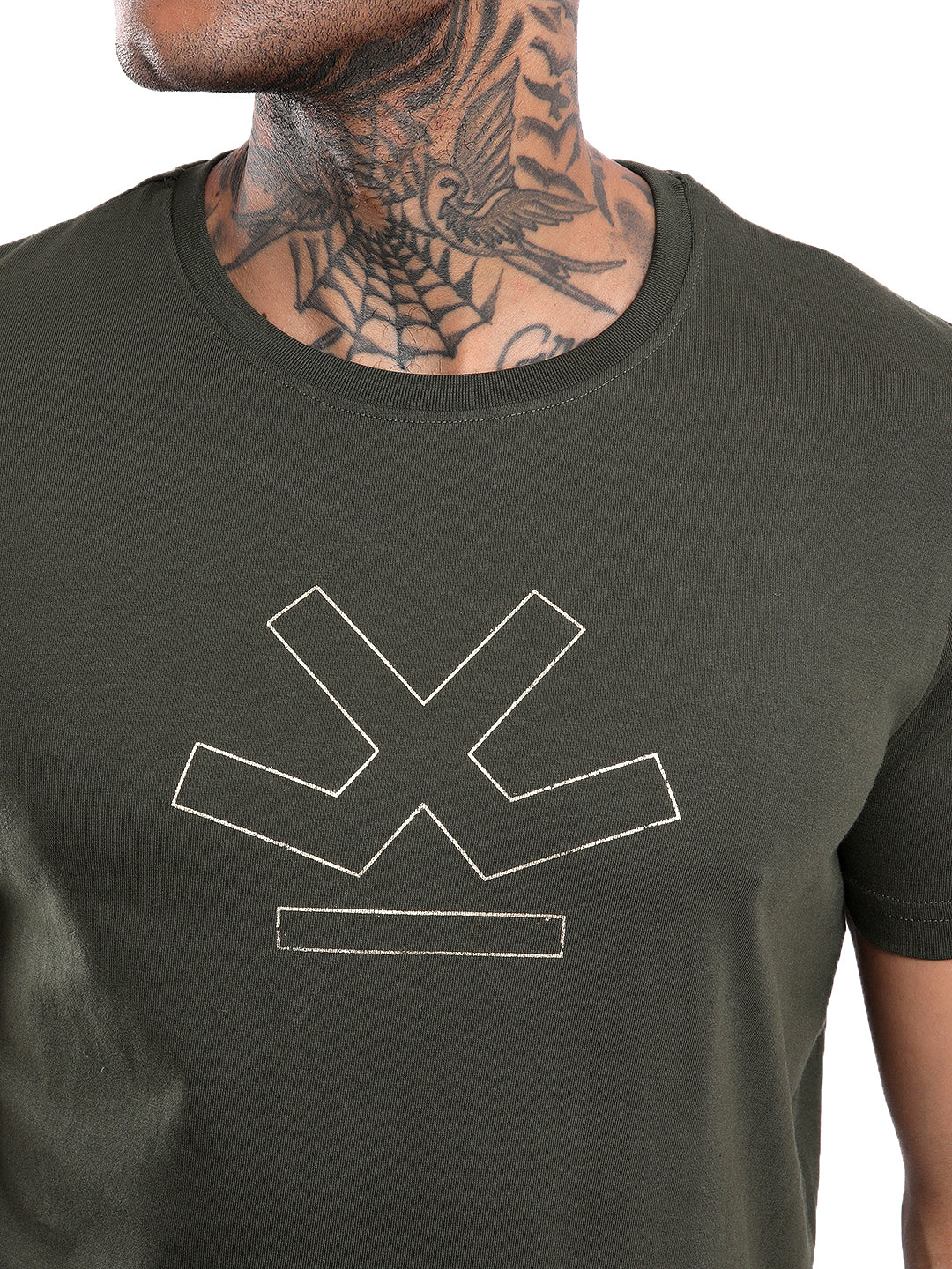 Olive Basic Logo Printed T-Shirt - Image 5