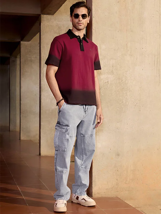 Heavy GSM Ombre Polo T-Shirt | Maroon - Image 2