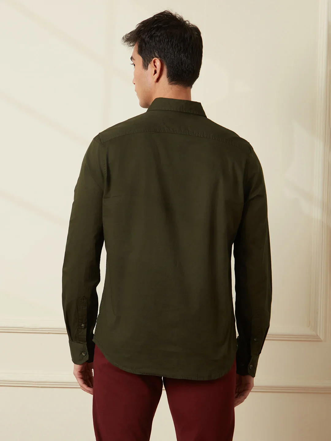 Cut & Sew Slim Fit Shirt | Olive - Image 5