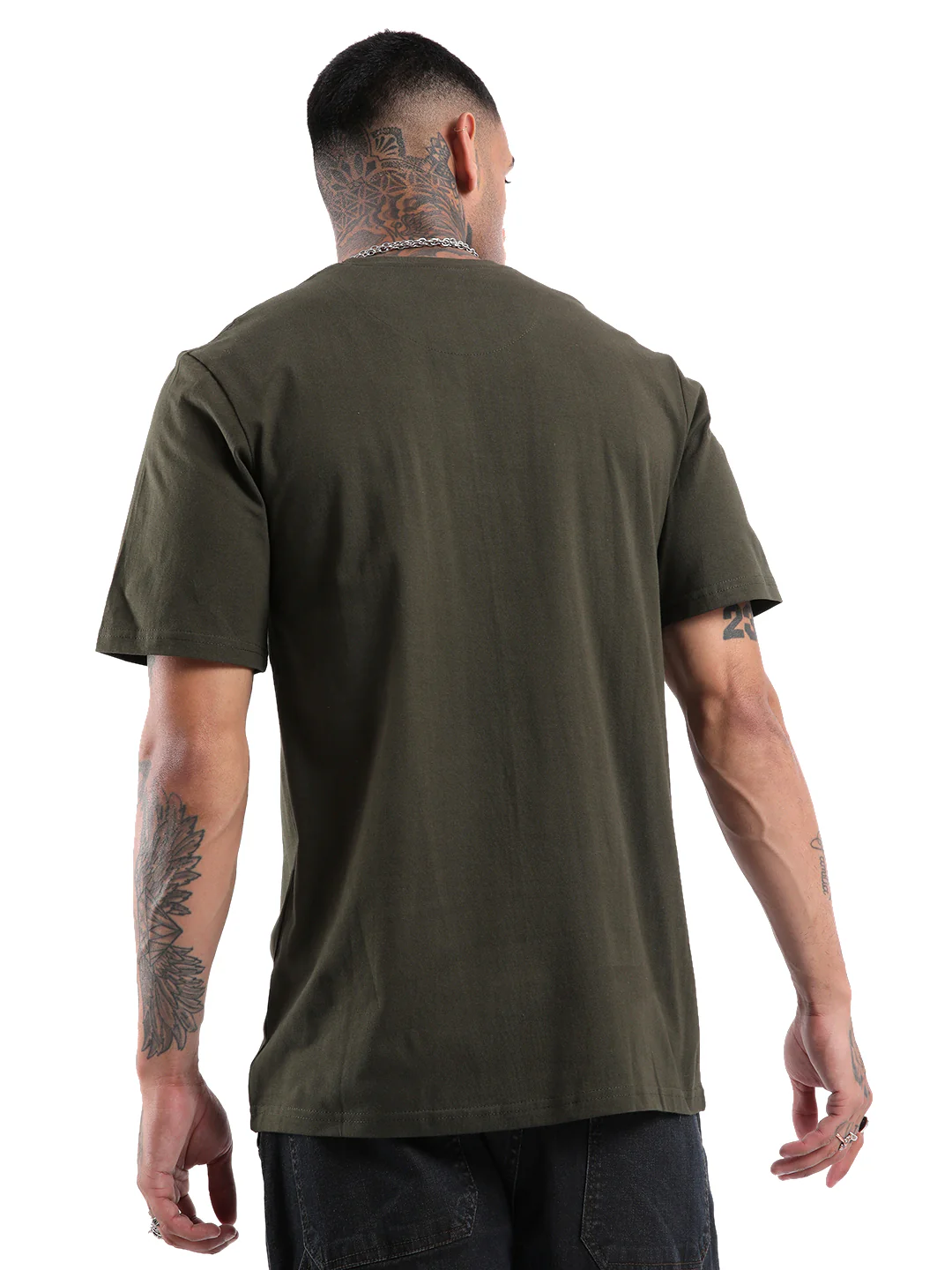 Olive Green Comfort Fit T-Shirt - Image 3