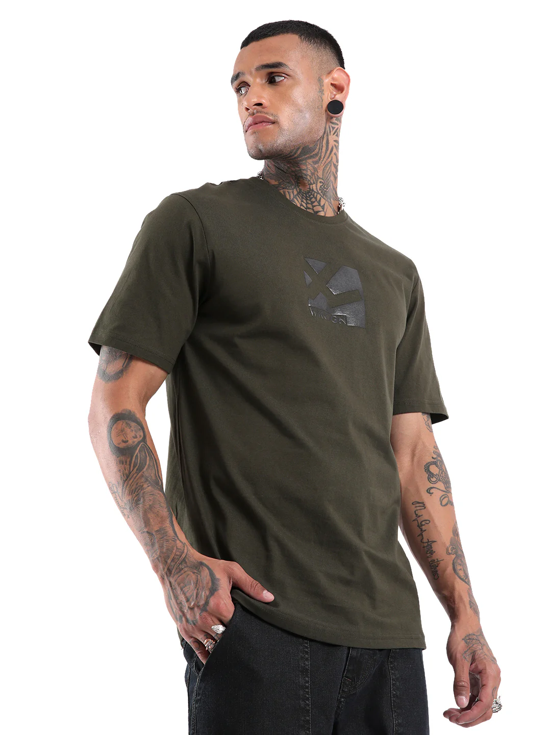 Olive Green Comfort Fit T-Shirt - Image 4