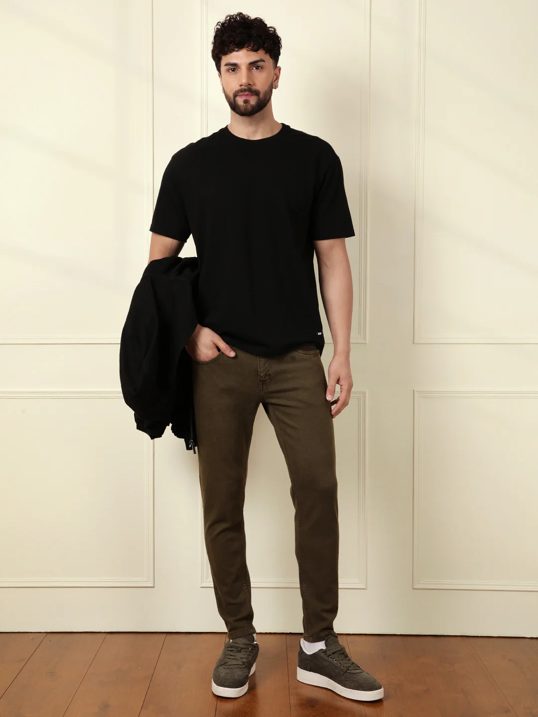 Skinny Crop Coloured Denim Jeans | Olive - Image 2