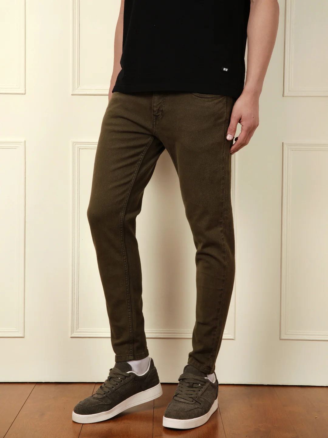 Skinny Crop Coloured Denim Jeans | Olive - Image 4